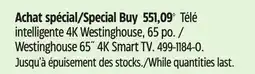 Canadian Tire Westinghouse 65 4K Smart TV offer