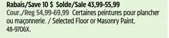 Canadian Tire Selected Floor or Masonry Paint offer
