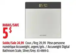 Canadian Tire Accuweight Digital Bathroom Scale, Silver/Grey offer