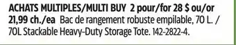 Canadian Tire 70L Stackable Heavy-Duty Storage Tote offer