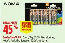 Canadian Tire NOMA Alkaline Batteries, 40/AA offer