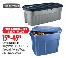Canadian Tire Selected Rubbermaid Storage Totes offer