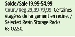 Canadian Tire Mastercraft Selected Resin Storage Racks offer