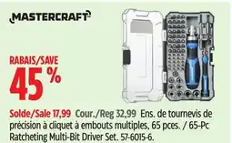 Canadian Tire Mastercraft 65-Pc Ratcheting Multi-Bit Driver Set offer