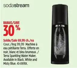 Canadian Tire Terra Sparkling Water Maker. Available in Black, White and Misty Blue offer