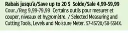 Canadian Tire Mastercraft Selected Measuring and Cutting Tools, Levels and Moisture Meter offer