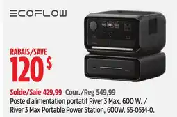 Canadian Tire ECOFLOW River 3 Max Portable Power Station, 600W offer