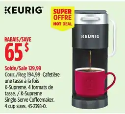 Canadian Tire K-Supreme Single-Serve Coffeemaker. 4 cup sizes offer