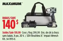 Canadian Tire 20V Brushless 1⁄2˝ Impact Wrench Kit offer