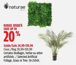 Canadian Tire naturae Selected Artificial Foliage, Grass or Tree offer