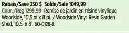 Canadian Tire Woodside Vinyl Resin Garden Shed, 10.5´ x 8´ offer