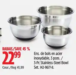 Canadian Tire 3-Pc Stainless-Steel Bowl Set offer