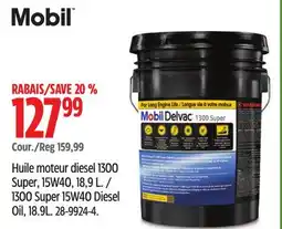 Canadian Tire Mobil 1300 Super 15W40 Diesel Oil, 18.9L offer