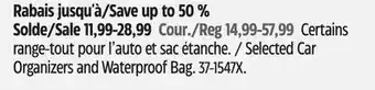 Canadian Tire Selected Car Organizers and Waterproof Bag offer