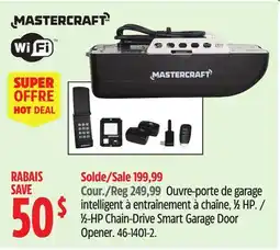 Canadian Tire MASTERCRAFT 1⁄2-HP Chain-Drive Smart Garage Door Opener offer