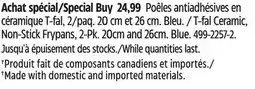 Canadian Tire T-fal Ceramic, Non-Stick Frypans, 2-Pk offer