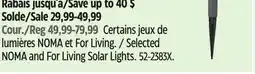 Canadian Tire Selected NOMA and For Living Solar Lights offer