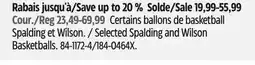 Canadian Tire Selected Spalding and Wilson Basketballs offer
