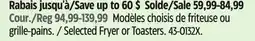 Canadian Tire Selected Fryer or Toasters offer