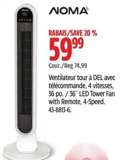 Canadian Tire NOMA 36˝ LED Tower Fan with Remote, 4-Speed offer