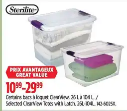 Canadian Tire Sterilite Selected ClearView Totes with Latch offer