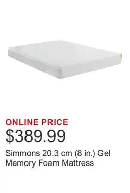 Costco Simmons 20.3 cm (8 in.) Gel Memory Foam Mattress offer