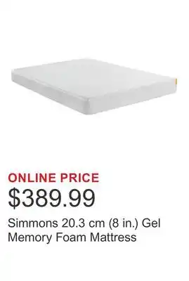 Costco Simmons 20.3 cm (8 in.) Gel Memory Foam Mattress offer