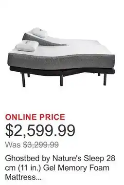 Costco Ghostbed by Nature's Sleep 28 cm (11 in.) Gel Memory Foam Mattress with Adjustable Base offer