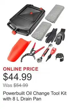 Costco Powerbuilt Oil Change Tool Kit with 8 L Drain Pan offer