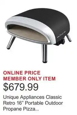 Costco Unique Appliances Classic Retro 16 Portable Outdoor Propane Pizza Oven offer