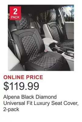 Costco Alpena Black Diamond Universal Fit Luxury Seat Cover, 2-pack offer