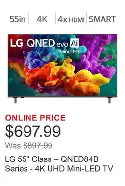 Costco LG 55 Class – QNED84B Series - 4K UHD Mini-LED TV offer