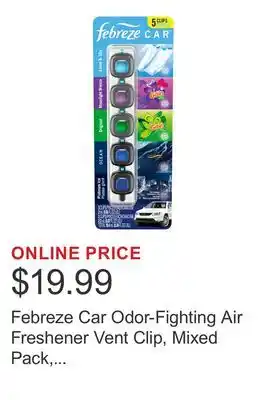 Costco Febreze Car Odor-Fighting Air Freshener Vent Clip, Mixed Pack, 2.2ml, 5 count offer