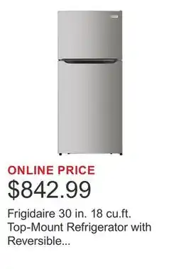 Costco Frigidaire 30 in. 18 cu.ft. Top-Mount Refrigerator with Reversible Door offer