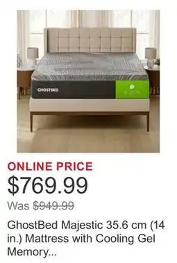 Costco GhostBed Majestic 35.6 cm (14 in.) Mattress with Cooling Gel Memory Foam offer