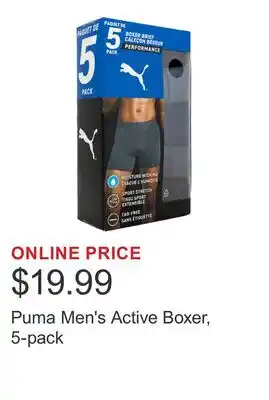 Costco Puma Men's Active Boxer, 5-pack offer