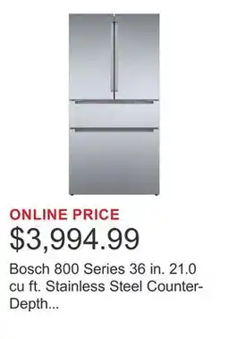 Costco Bosch 800 Series 36 in. 21.0 cu ft. Stainless Steel Counter-Depth French Door Refrigerator offer
