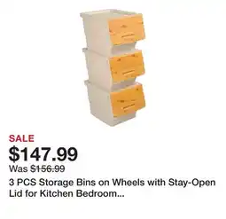 Wayfair 3 PCS Storage Bins on Wheels with Stay-Open Lid for Kitchen Bedroom Laundry Closet offer