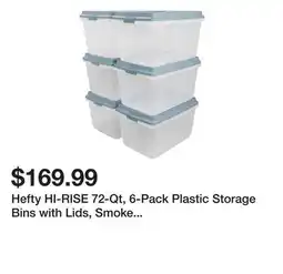 Wayfair Hefty HI-RISE 72-Qt, 6-Pack Plastic Storage Bins with Lids, Smoke Bule (Set of 6) offer