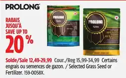 Canadian Tire Prolong Selected Grass Seed or Fertilizer offer