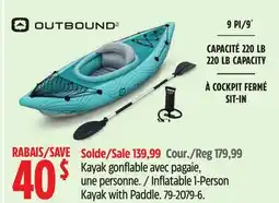 Canadian Tire Outbound Inflatable 1-Person Kayak with Paddle offer