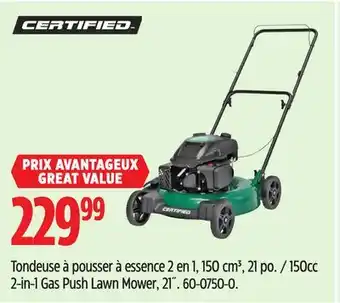 Canadian Tire CERTIFIED 150cc 2-in-1 Gas Push Lawn Mower, 21 offer