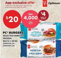 Loblaws PC BURGERS, 852 G-1.36 KG offer