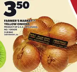 Loblaws FARMER'S MARKET YELLOW ONIONS, 3 LB BAG offer