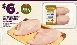 Loblaws PC FREE FROM SPLIT CHICKEN BREASTS offer