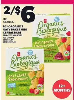Loblaws PC ORGANICS OATY BAKES MINI CEREAL BARS, 160 G/160'S offer