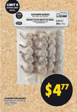 Loblaws SHRIMP SKEWERS, 31-60 PER LB offer