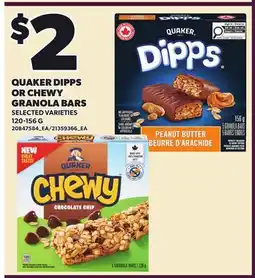 Loblaws QUAKER DIPPS OR CHEWY GRANOLA BARS offer