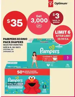 Loblaws PAMPERS ECONO PACK DIAPERS, 58-180'S offer