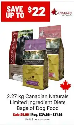 Ren’s Pets Depot Canadian Naturals Limited Ingredient Diets Bags of Dog Food offer